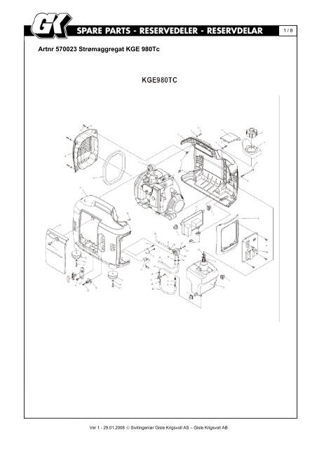 Artnr 570023 StrÃ¸maggregat KGE 980Tc