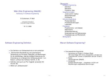 Software Engineering - Lehrstuhl für Informatik 8 (Theoretische ...