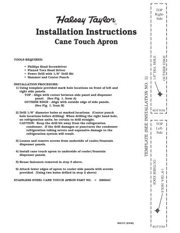 Installation Instructions Cane Touch Apron - Halsey Taylor