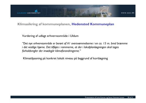 KlimaÃ¦ndringer, planlÃ¦gning og miljÃ¸vurdering af Prof. Lone ...