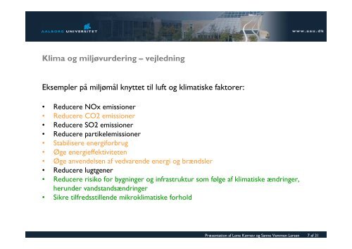 KlimaÃ¦ndringer, planlÃ¦gning og miljÃ¸vurdering af Prof. Lone ...