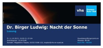 Dr. Birger Ludwig: Nacht der Sonne - VHS Ennepe-Ruhr-SÃ¼d