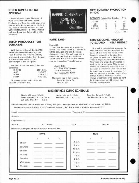 December 1982 - American Bonanza Society