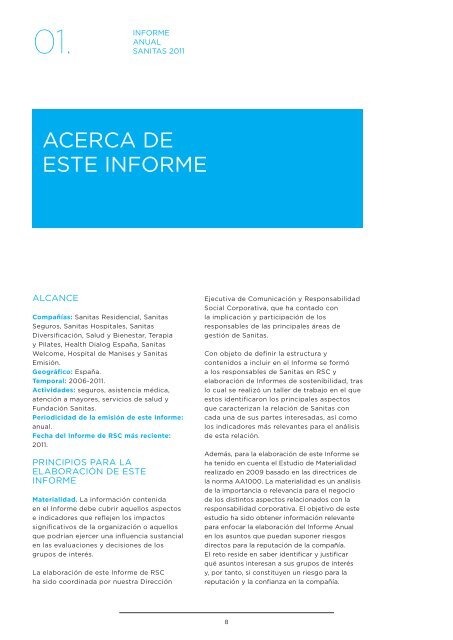 ACerCA de este Informe - Informe Anual 2011 - Sanitas