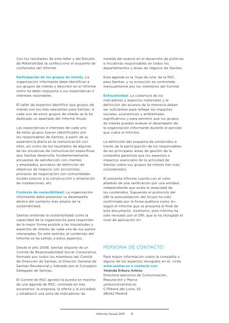 ACerCA de este Informe - Informe Anual 2011 - Sanitas