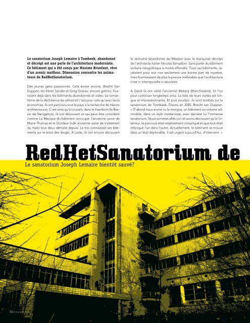 Le sanatorium Joseph Lemaire Ã  Tombeek, abandonnÃ© ... - Dimension