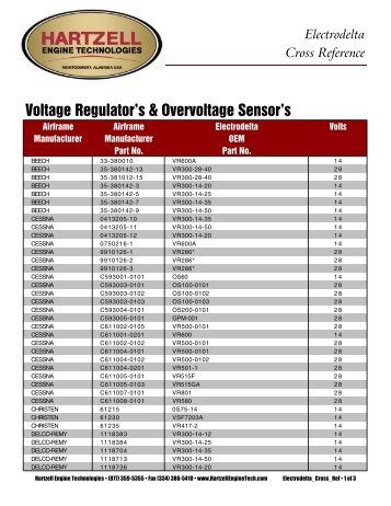 Voltage Regulator's & Overvoltage Sensor's - Hartzell Engine ...