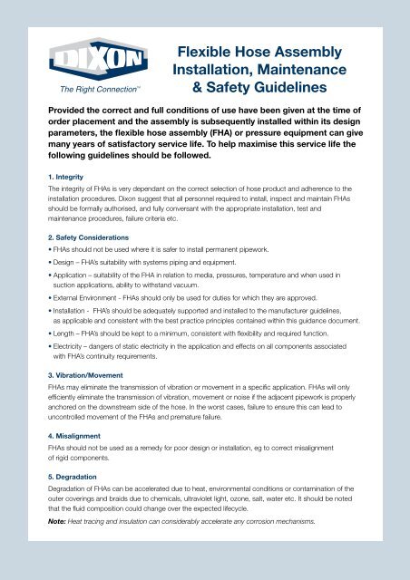 Flexible Hose Assembly Installation, Maintenance & Safety Guidelines