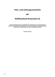Preis- und Leistungsverzeichnis der Raiffeisenbank Rosenstein eG