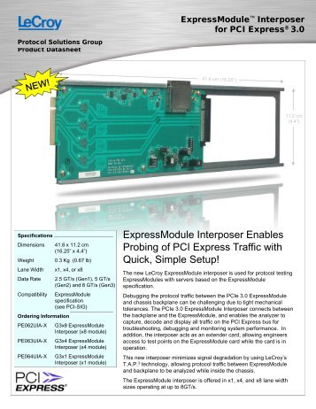 LeCroy ExpressModule interpose PCIe Gen 3 ... - Teledyne LeCroy