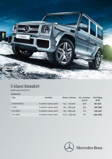 G-klassi hinnakiri - Silberauto