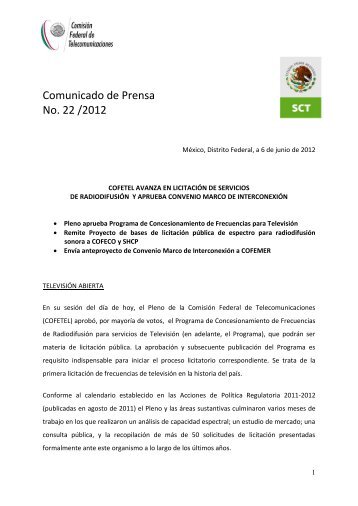 Comunicado (TV-RADIO-CMI- 06-06-12) (1) - Cofetel