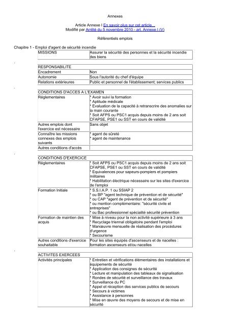 Annexes Ã  l'arrÃªtÃ© SSIAP - MarchÃ©s publics