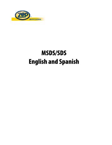 MSDS/SDS English and Spanish - Zep Professional