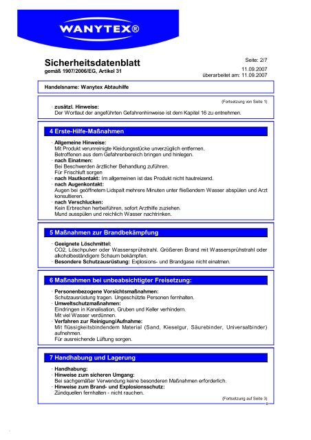 Sicherheitsdatenblatt