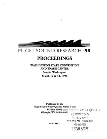 PROCEEDINGS - Puget Sound Institute