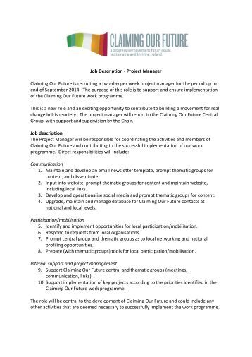 project management job description