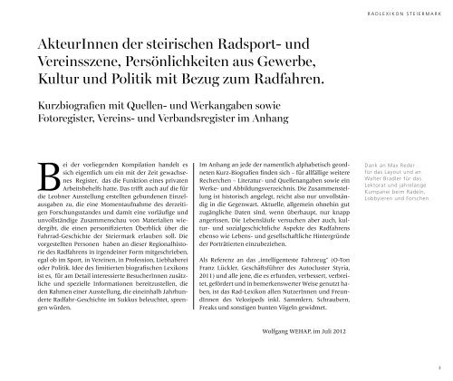 Biografisches RADLEXIKON Steiermark - Radland - Steiermark