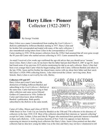 HARRY LILIEN - Old Baseball Cards (OBC)