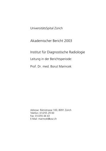 Akademischer Bericht 2003 Institut fÃ¼r Diagnostische Radiologie
