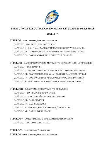 Estatuto da ExNEL - Centro AcadÃªmico Livre de Letras â UFSC