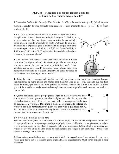 FEP 255 â MecÃ¢nica dos corpos rÃ­gidos e Fluidos 2 Lista de ... - Plato