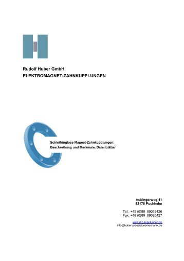 Rudolf Huber GmbH ELEKTROMAGNET-ZAHNKUPPLUNGEN