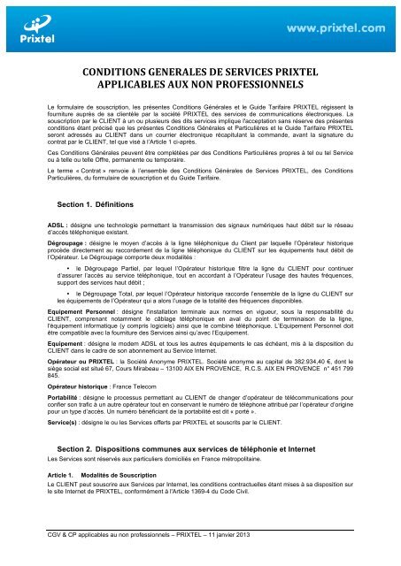 CGV (PDF) - Prixtel