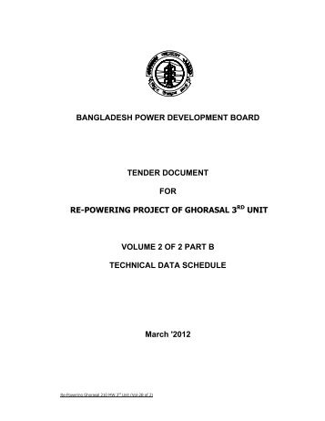 Tender Document for Repowering Project of Ghorasal 3rd Unit - BPDB