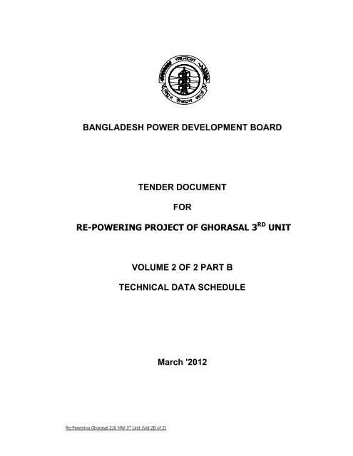 Tender Document for Repowering Project of Ghorasal 3rd Unit - BPDB