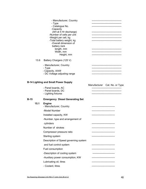 Tender Document for Repowering Project of Ghorasal 3rd Unit - BPDB