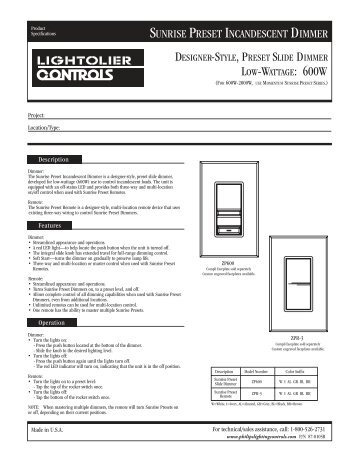 LOW-WATTAGE: 600W - Philips Lighting Controls