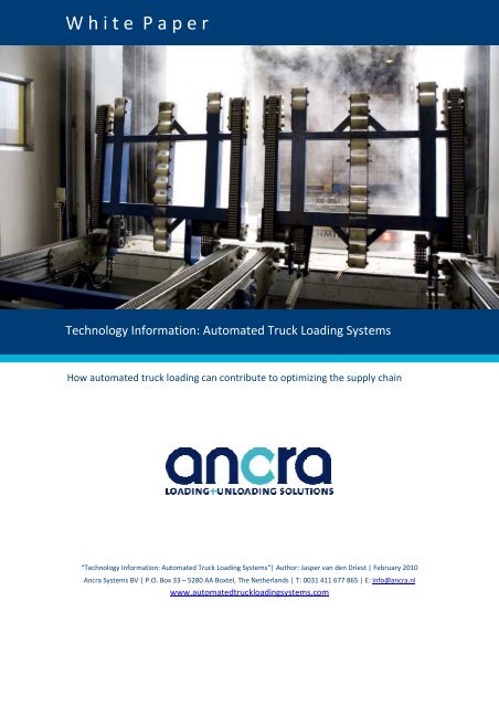 Download White Paper (PDF) - ANCRA SYSTEMS