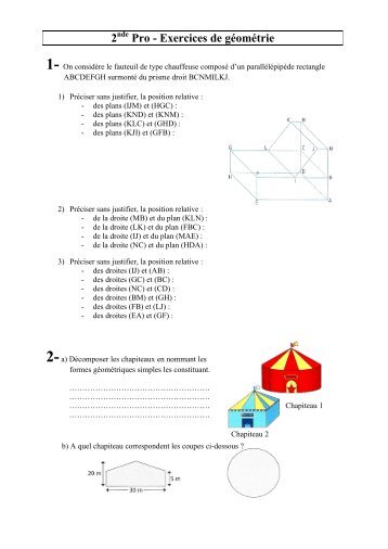 2 Pro - Exercices de gÃ©omÃ©trie