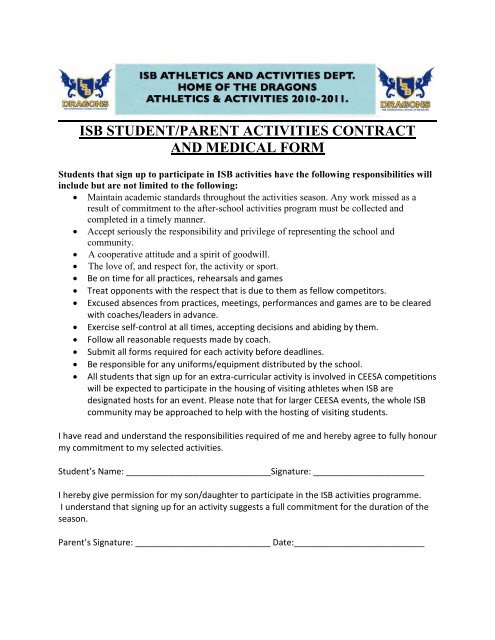 Student Activities Contract & Medical Form