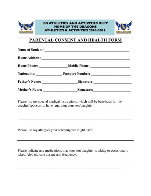 Student Activities Contract & Medical Form