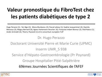 Valeur pronostique du FibroTest chez les patients diabÃ©tiques ... - Afef