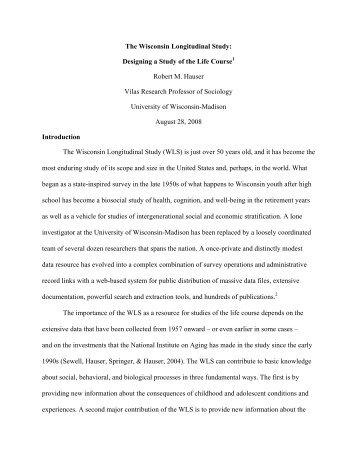 The Wisconsin Longitudinal Study: Designing a ... - RAND Corporation