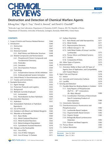 Destruction and Detection of Chemical Warfare Agents - KAIST