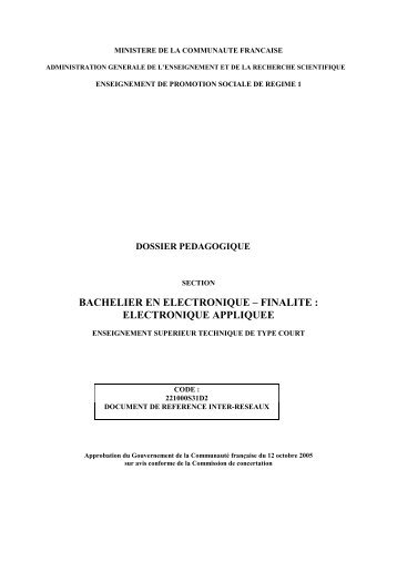 BACHELIER EN ELECTRONIQUE â FINALITE : ELECTRONIQUE ...