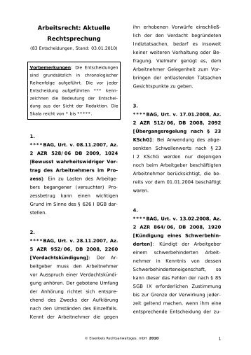 Arbeitsrecht: Aktuelle Rechtsprechung - Eisenbeis Rechtsanwälte