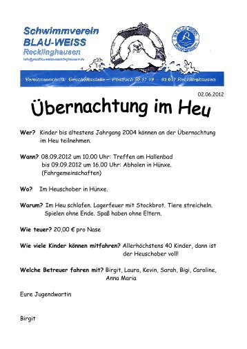 Infos - SV BLAU-WEISS Recklinghausen