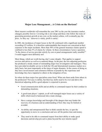 tom heward - major l.. - CILA/The Chartered Institute of Loss Adjusters