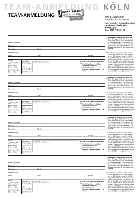 TEAM-ANMELDUNG KÖLN
