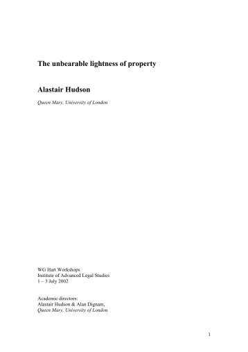 The Unbearable Lightness of Property - alastairhudson.com