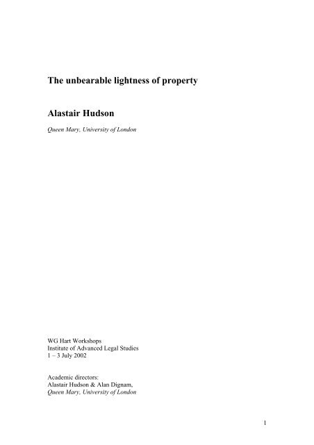 The Unbearable Lightness of Property - alastairhudson.com