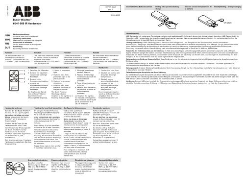 Busch-WÃ¤chterÂ® 6841-500 IR Handsender - Busch-Jaeger Elektro ...