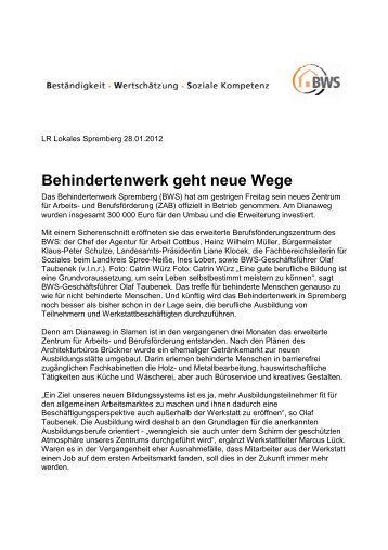 Eröffnung ZAB - Behindertenwerk Spremberg