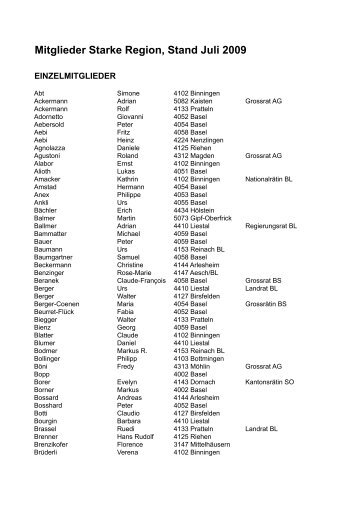 Mitgliederliste 20_07 - Vereinigung für eine Starke Region Basel ...