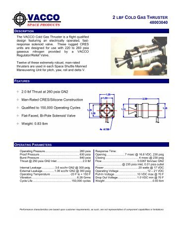 2 LBF COLD GAS THRUSTER - VACCO